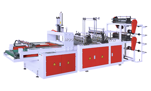 Double-layer four-wire with automatic punching heat sealing cold cutting bag making machine